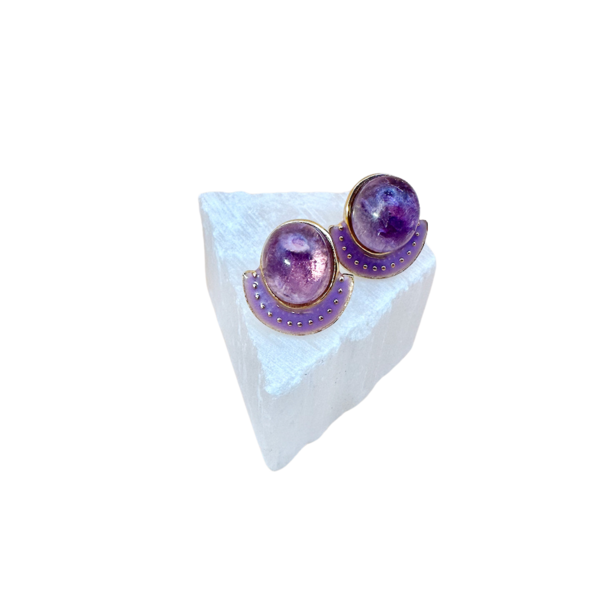 Ohrstecker Amethyst Emaille